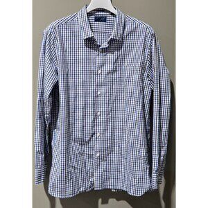 Fairlane Ashely Blue & Brown Checkered LS Button Front Casual Dress Shirt -- XXL